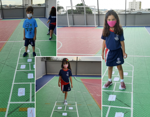Turma do 1º período da Unidade de Sete Lagoas brinca de amarelinha e aprende a desenvolver habilidades cognitivas e socioemocionais