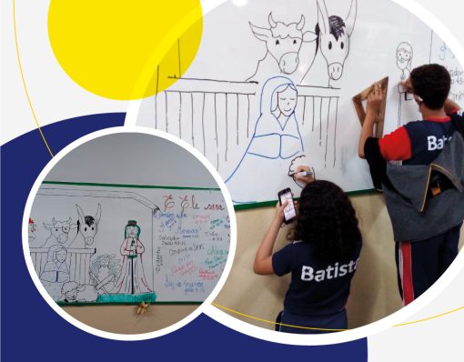 Biblioteca da Unidade Betim ganha ilustrações de estudantes para celebrar a chegada do Natal