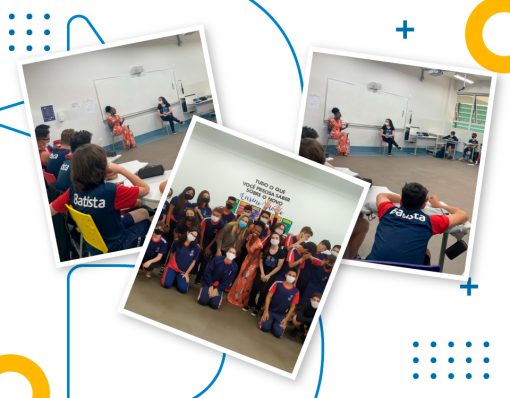 Atividade dos estudantes do 9º ano da Unidade Alphaville contou com a participação da ex-estudante do Batista Flora Ngunga